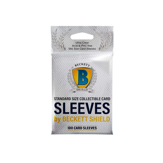 Ultra Pro Beckett Shield clear soft card sleeves protect trading cards during storage.