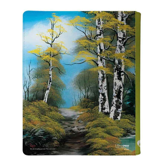 Ultra PRO Bob Ross Lakeside Path 9-Pocket Zippered PRO-Binder stores up to 360 sleeved cards.