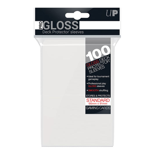 Ultra Pro clear deck protectors 100-pack stacked for easy sleeving and protection.