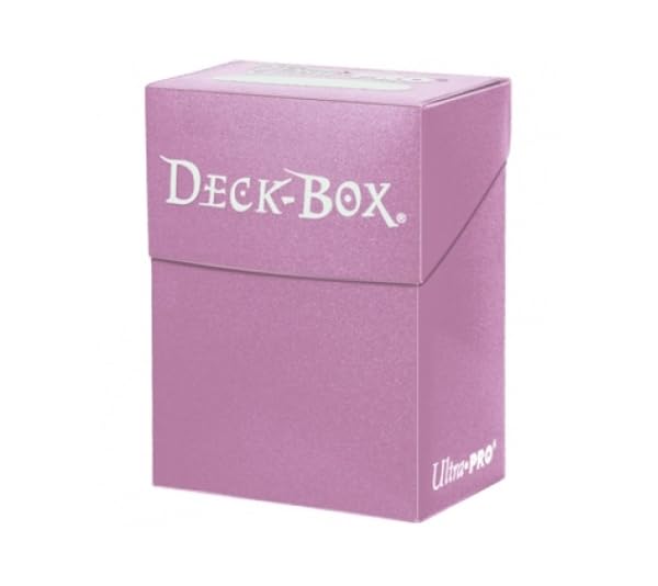 Ultra PRO pink deck box with flip-top protects standard-size cards while traveling