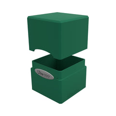 Ultra PRO Satin Cube Deck Box Forest Green in deluxe case, portable organization.