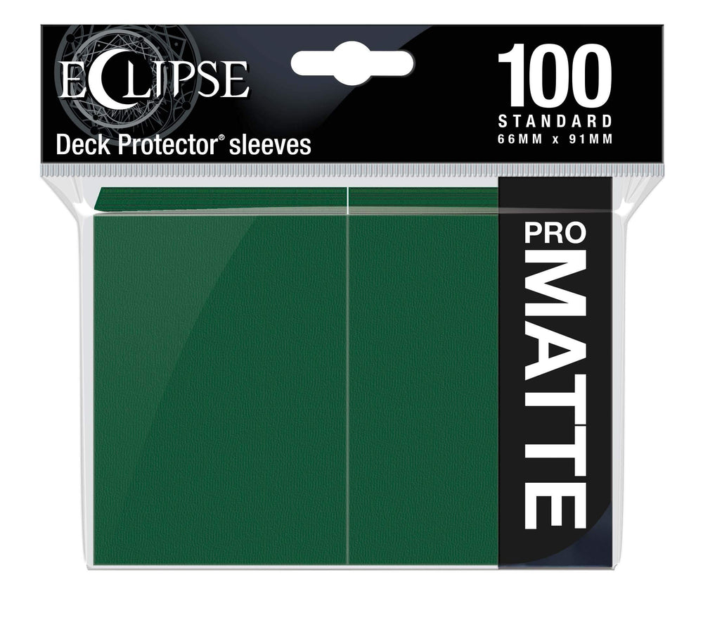 Ultra Pro E-15617 Eclipse matte forest green sleeve, front view, protects cards with smooth shuffle