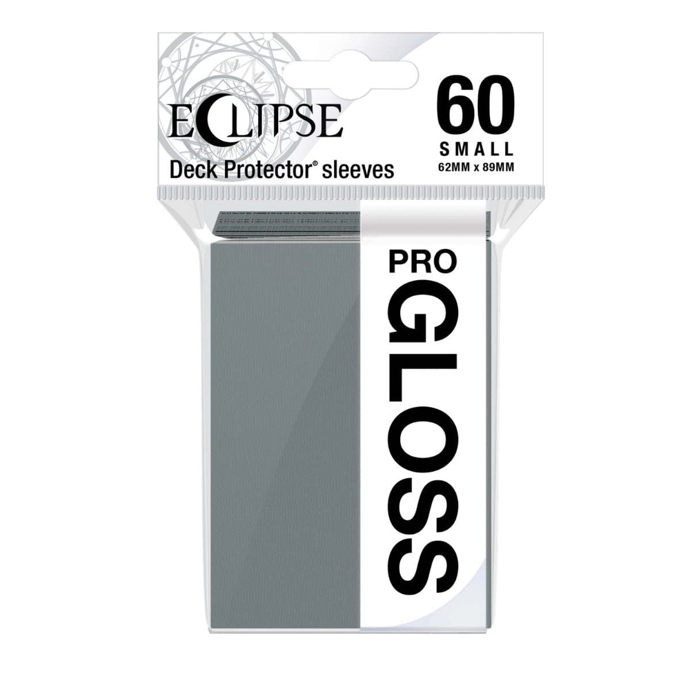 Ultra Pro Eclipse Gloss small sleeves back view in Smoke Grey keeps backs opaque for uniform look.