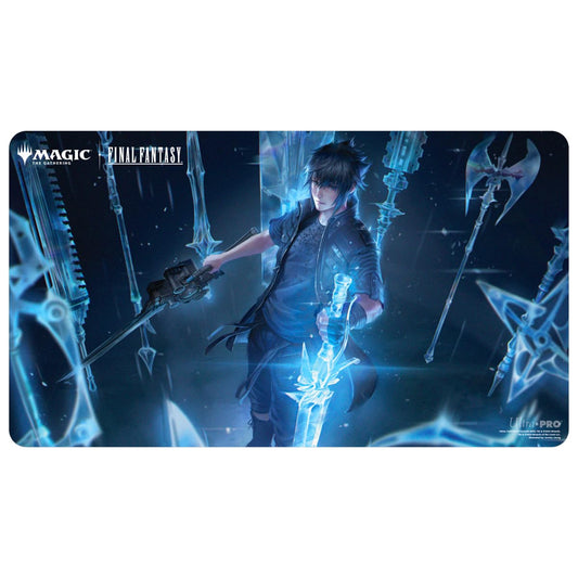Ultra Pro Final Fantasy x Noctis playmat artwork for MTG gameplay on a smooth surface.