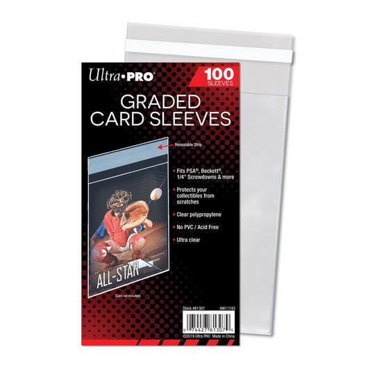 Ultra Pro graded card sleeve with resealable strip protects PSA and Beckett holders from dust.
