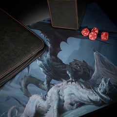 Ultra Pro playmat with non-slip rubber backing stays in place during play.