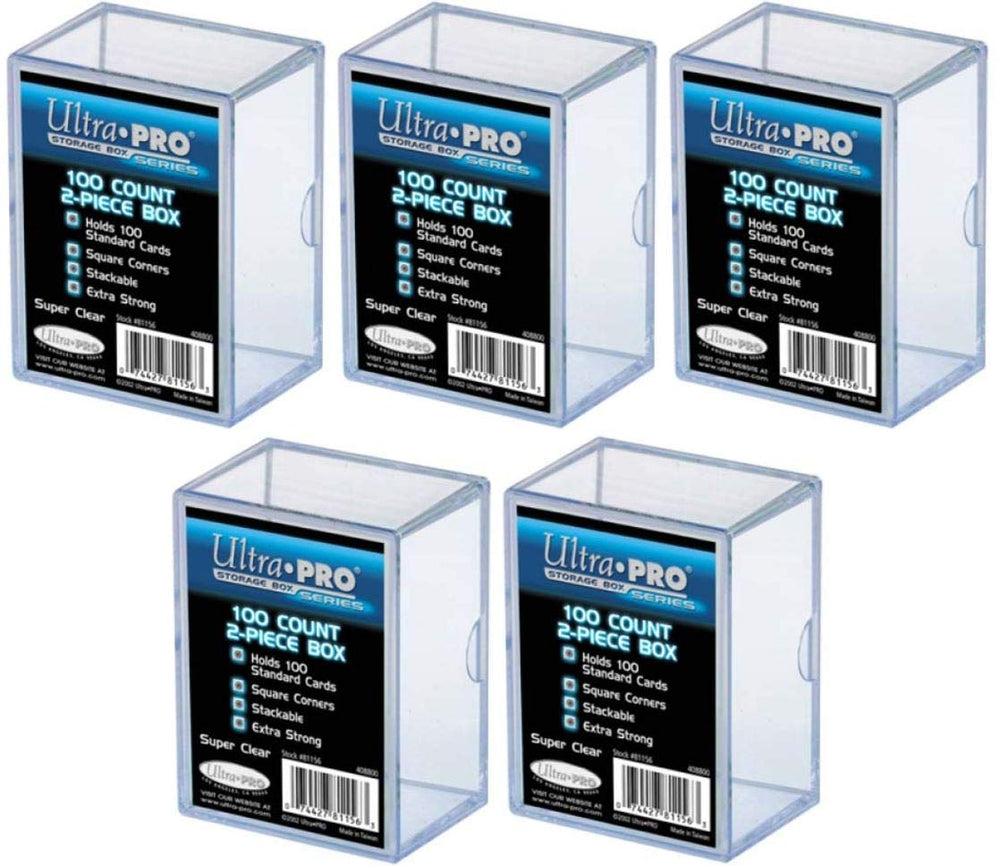 Ultra Pro 2-piece storage boxes stack neatly for compact card organization.