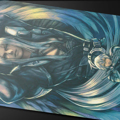 Ultra PRO playmat soft fabric closeup showing gentle surface protects cards