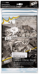 Ultra Pro current-size comic bags in clear 2mil polypropylene for comics