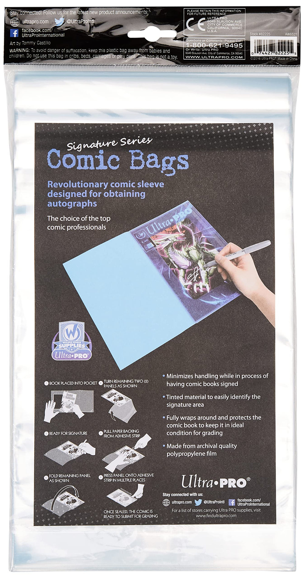 Close-up of resealable flap on Ultra Pro bags for secure closure