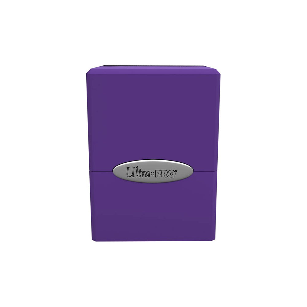 Ultra PRO Satin Cube Deck Box in Royal Purple with secure closed lid.