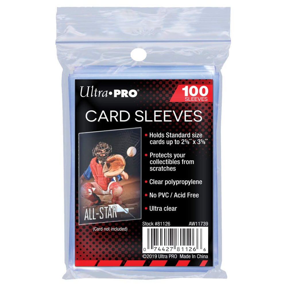 Ultra Pro soft card sleeves protect standard-size cards with crystal-clear polypropylene