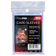 Ultra Pro soft card sleeves protect standard-size cards with crystal-clear polypropylene