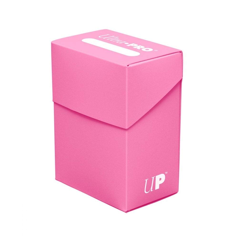 Ultra PRO deck box bright pink closed with flip-top lid for quick access.