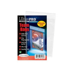 Ultra Pro Team Bags front view with resealable strip for easy card switching.