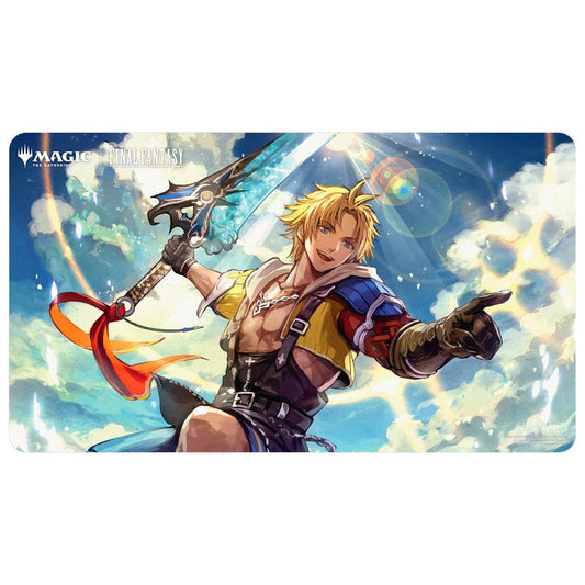 Ultra PRO Tidus Commander playmat artwork enhances MTG sessions with iconic design.