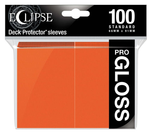 Ultra Pro Eclipse gloss sleeves front view for pumpkin orange cards, enhances shine and protection.