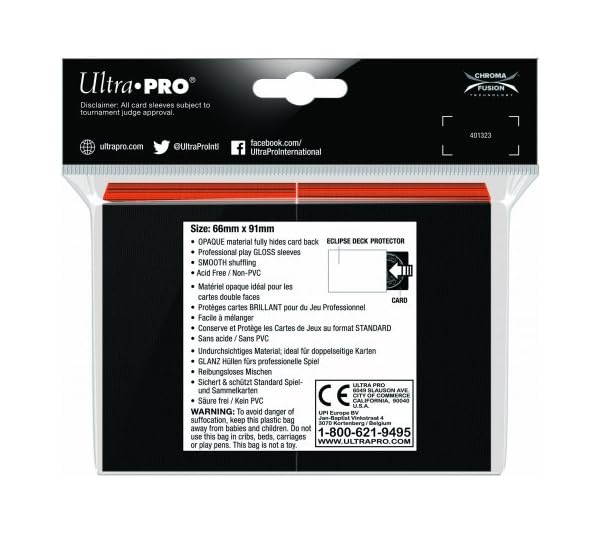 Ultra Pro Eclipse gloss sleeves packaging shot showing 100-pack pumpkin orange sleeves for standard cards.