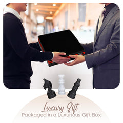 UMAID chess pieces on board ready for immediate, luxurious play.