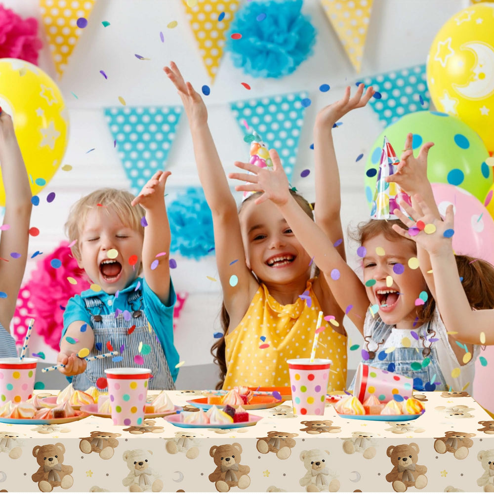 umoni teddy bear themed table cover suits gender reveal celebrations
