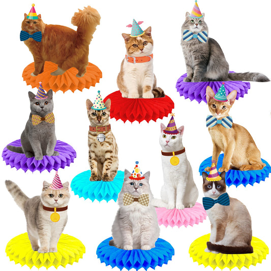 umoni cat honeycomb centerpiece bright cat-themed party table