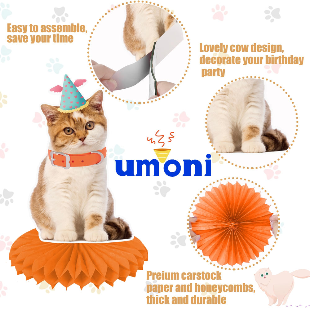 umoni cat honeycomb centerpiece colorful cat hat decor for baby shower