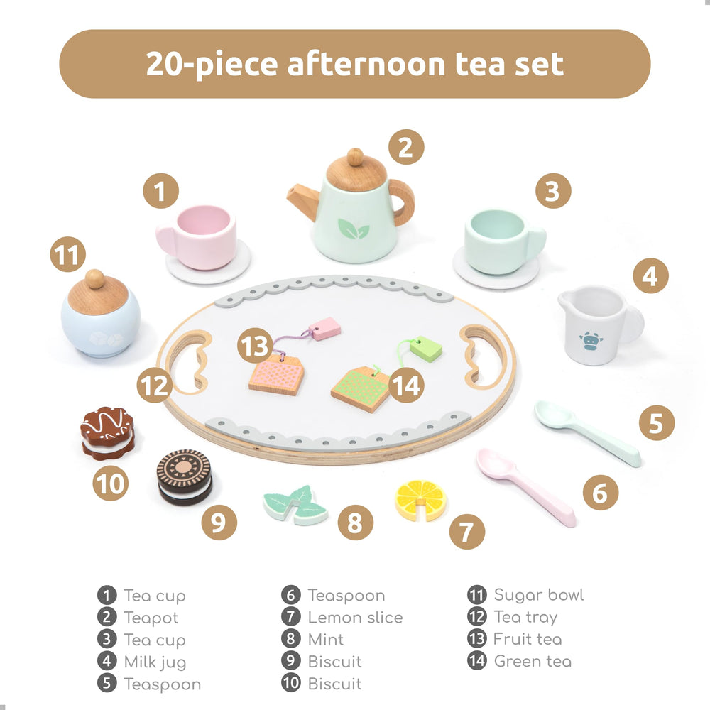 UMU tea set encourages independent and social play for kids.