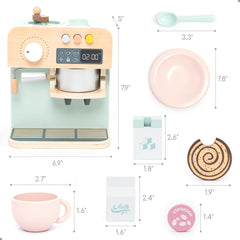 UMU wooden coffee maker playset suitable for ages 3 and up.
