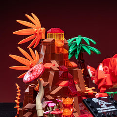 UNCLE BRICK Dinosaur World prehistoric plants and eggs enhance a lush building ecosystem.