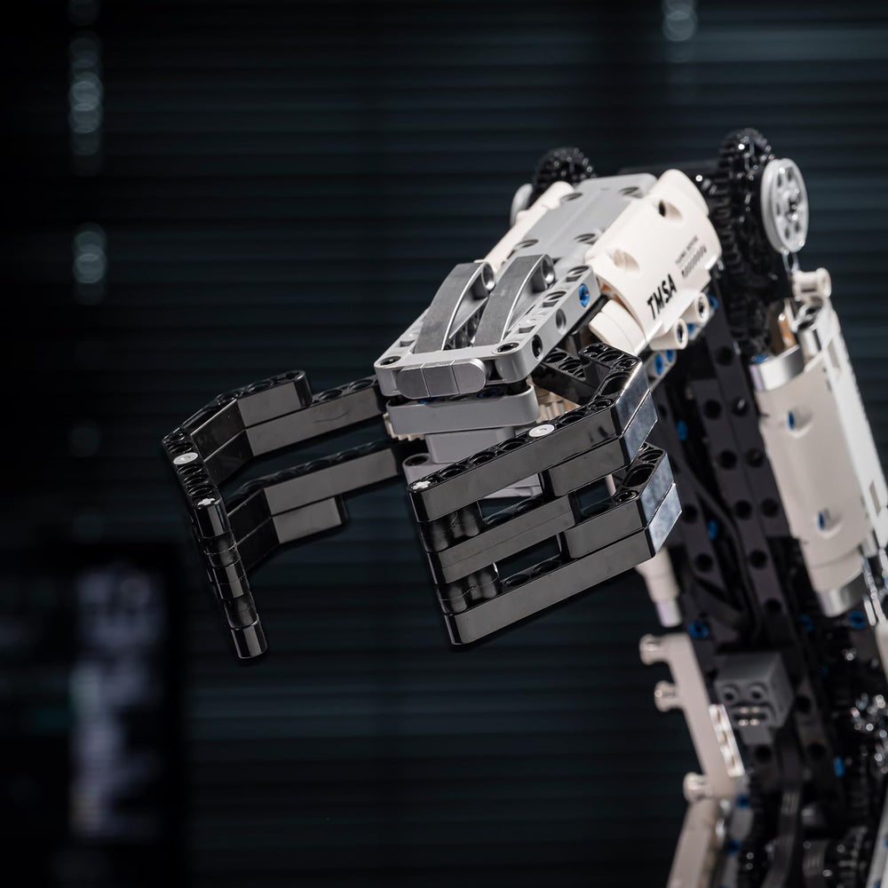 UNCLE BRICK finished robotic arm on display invites imaginative play