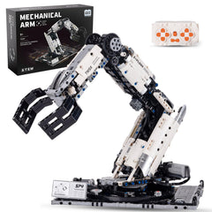 UNCLE BRICK RC robotic arm assembly showing durable blocks for hands-on STEM learning