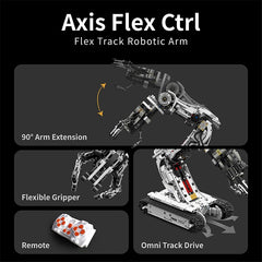 UNCLE BRICK robotic arm reaches 90-degree swing and 180-degree grip.