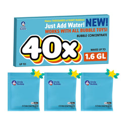 Uncle Bubble concentrated solution in convenient pouches for easy dilution and less waste.