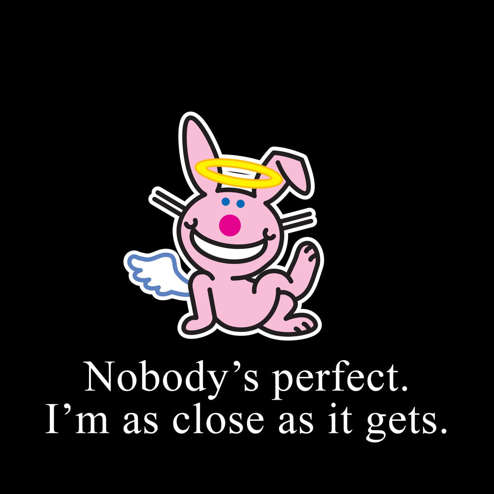 UNCUTE It's Happy Bunny Plush Angel stands about 9 inches tall for shelf display.