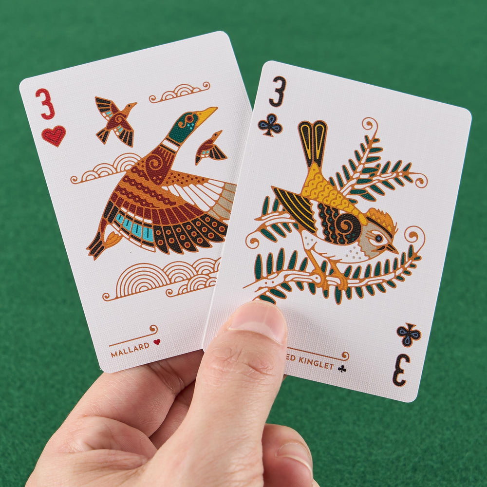 Underdog Games Bird in the Hand deck art card 03 features detailed feather patterns for tactile interaction.