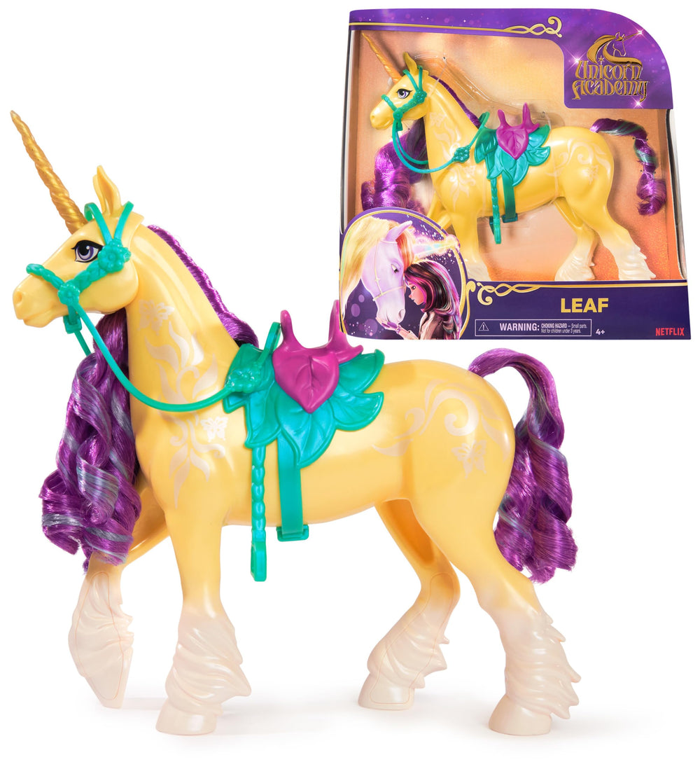 Leaf 11-inch unicorn from Unicorn Academy with bridle and saddle for imaginative play