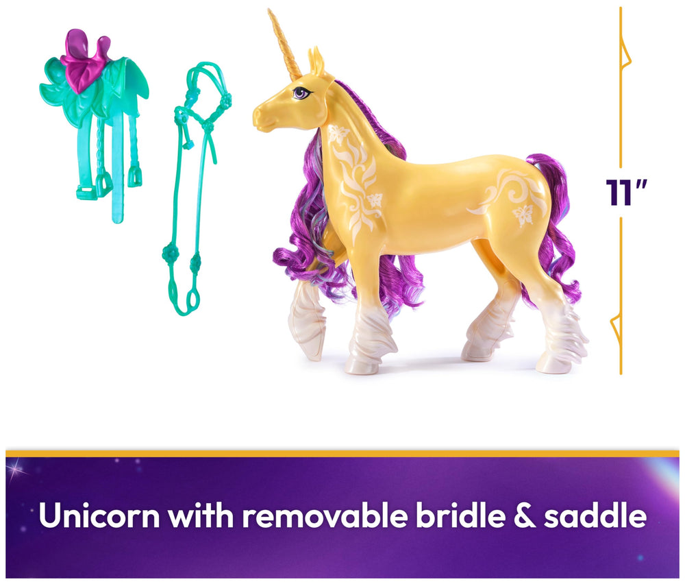 Leaf 11-inch unicorn close-up showing removable bridle for customization