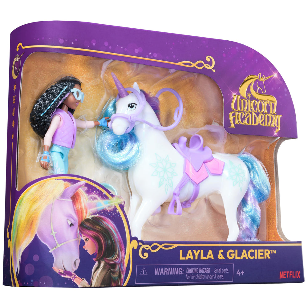 Unicorn Academy Packaging-Included-Items shows everything included in the Layla and Glacier set.