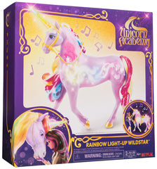 Unicorn Academy Rainbow Light-up Wildstar theme song: plays in multiple languages for diverse play.