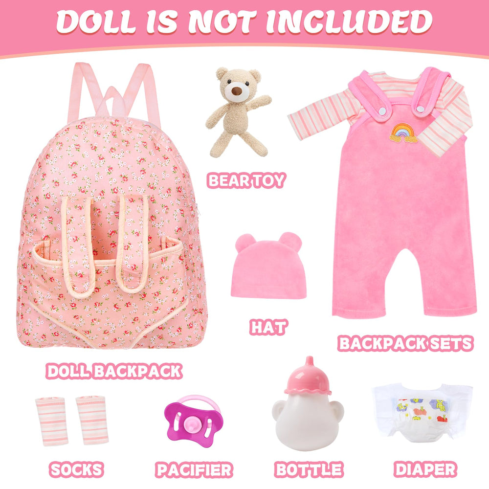 Unicorn Element doll clothes set with bottle and pacifier promotes creative pretend play.