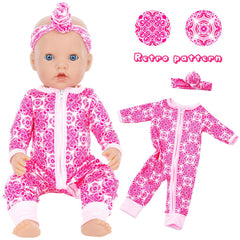 UNICORN ELEMENT flower jumpsuit on a doll, cheerful print and comfy fit.