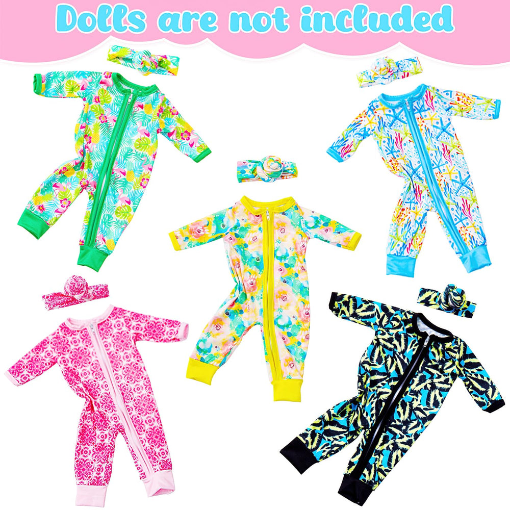 UNICORN ELEMENT retro-pattern jumpsuit on a doll, vibrant hues for imaginative play.