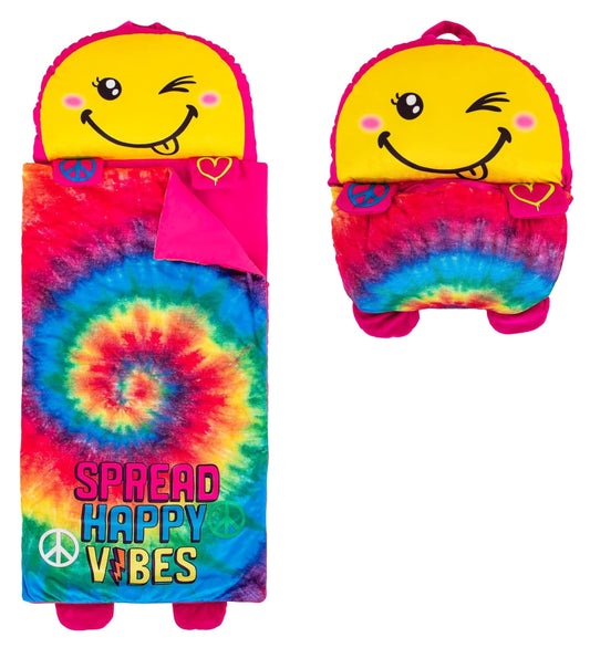 Unicorns & Robots tie-dye nap mat folded for easy storage
