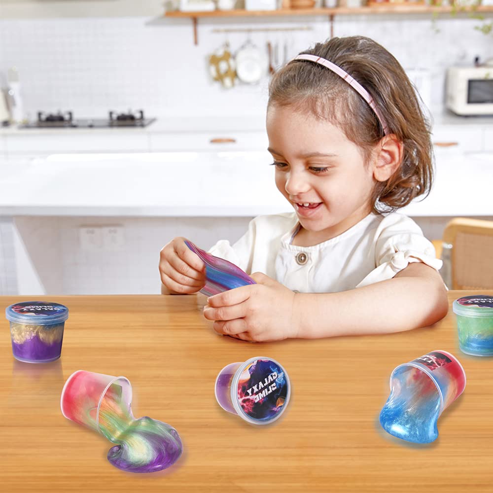 Unicoslm Crystal Slime close-up shows soft texture ideal for folding and stretching.