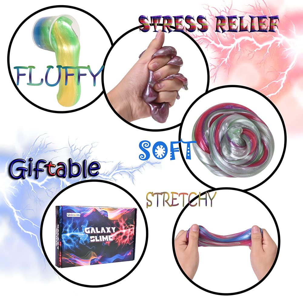 Unicoslm Slime stretch action emphasizes tactile fun during creative games.