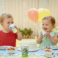 Unique Bluey 9 oz cups ready for kid-friendly drinks.