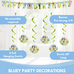 Officially licensed Unique Bluey party supplies ensure authentic, safe decor.