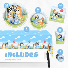 Unique Bluey 9-inch plates ready for meals at the party
