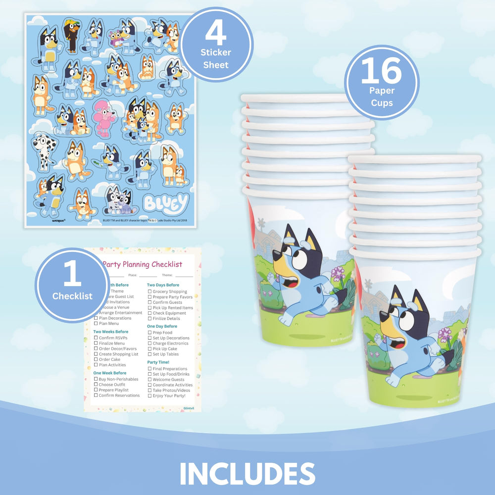Unique Bluey sticker sheets ready for craft activities and party games.