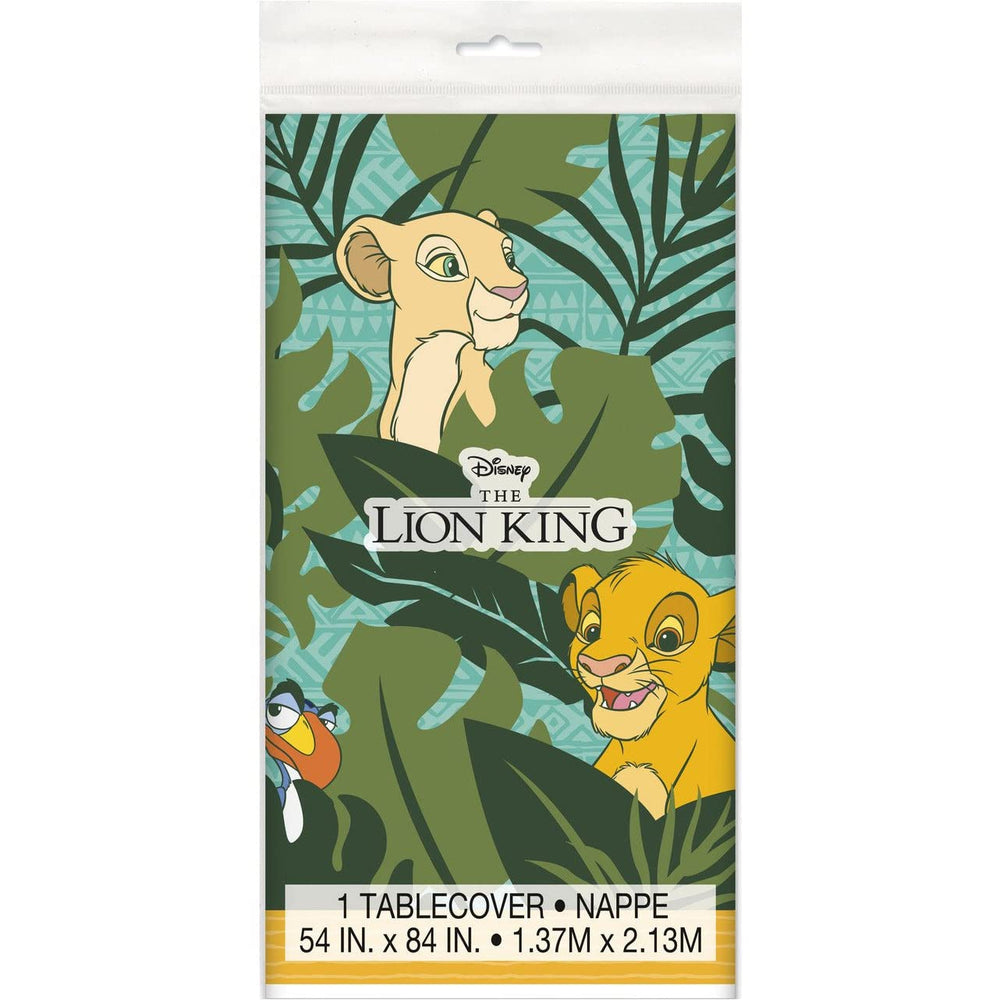 Lion King jungle background design on a party table cover